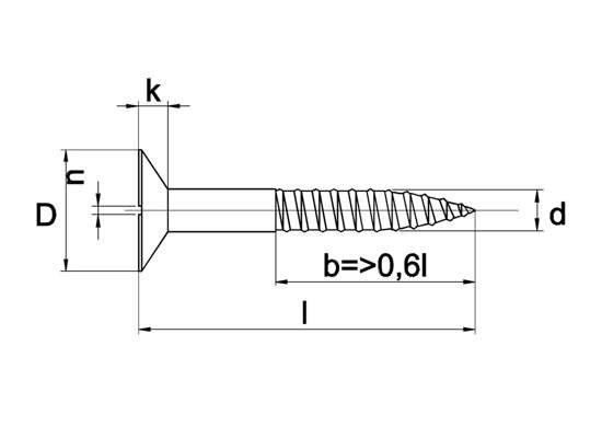 Afbeeldingen van Houtschroef platverzonken kop zaagsnede messing 5 x 30mm