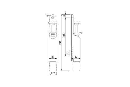 Afbeeldingen van Deurvastzetter RVS met rubber dop en veer 30mm 1032-82