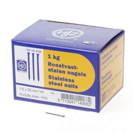 Afbeeldingen van RVS nagels verloren kop 1.6 x 25mm 1kg