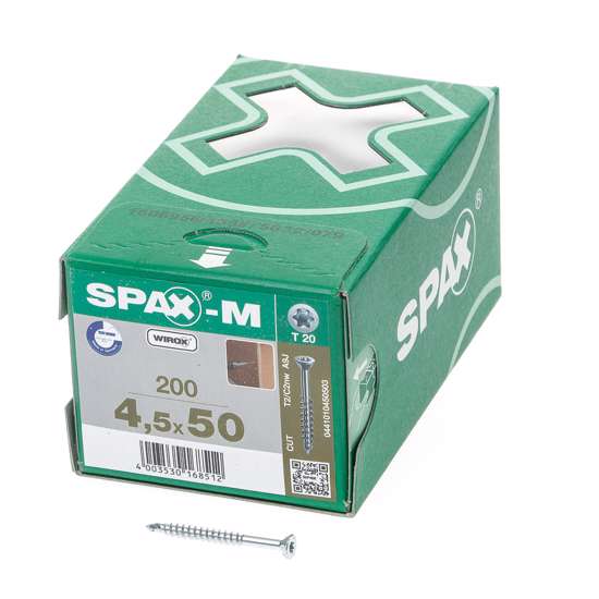 Afbeeldingen van Spax-m MDF Spaanplaatschroef met boorpunt verzinkt T-Star T20 deeldraad 4.5x50mm (per 200 stuks)