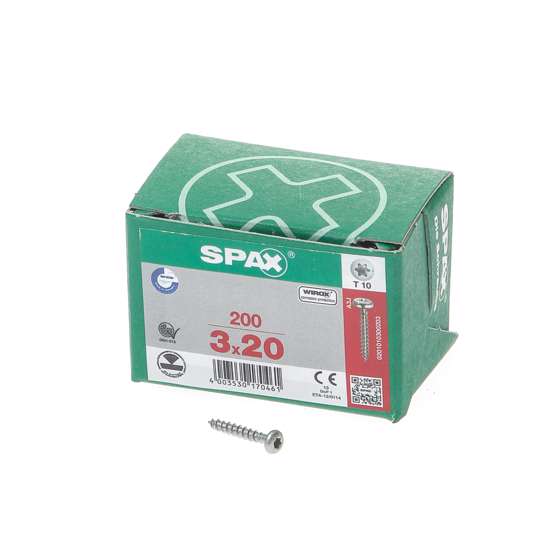 Afbeeldingen van Spax Spaanplaatschroef cilinderkop verzinkt T-Star T10 3.0x20mm (per 200 stuks)