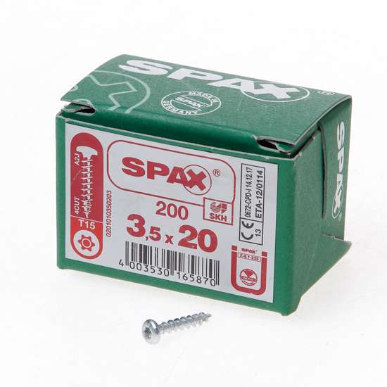 Afbeeldingen van Spax Spaanplaatschroef cilinderkop verzinkt T-Star T15 3.5x20mm (per 1000 stuks)