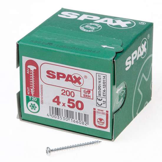 Afbeeldingen van Spax Spaanplaatschroef cilinderkop verzinkt T-Star T20 4.0x50mm (per 200 stuks)