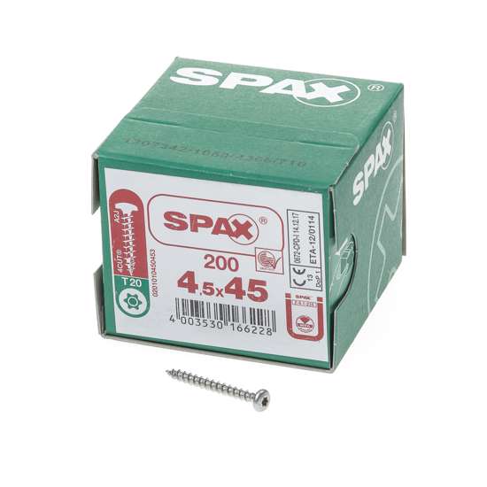 Afbeeldingen van Spax Spaanplaatschroef bolkop verzinkt T-Star T20 4.5x45mm (per 200 stuks)