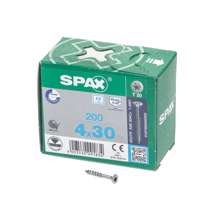 Afbeeldingen van Spax Spaanplaatschroef platverzonken kop RVS T-Star T20 deeldraad 4.0x30mm (per 200 stuks)