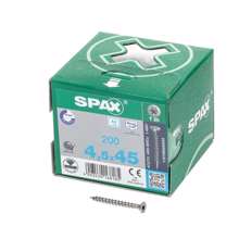 Afbeeldingen van Spax Spaanplaatschroef platverzonken kop RVS T-Star T20 voldraad 4.5x45mm (per 200 stuks)