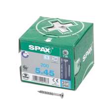 Afbeeldingen van Spax Spaanplaatschroef platverzonken kop RVS T-Star T20 deeldraad 5.0x45mm (per 200 stuks)