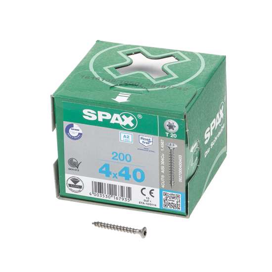 Afbeeldingen van Spax Spaanplaatschroef lenskop RVS T-Star T20 4.0x40mm (per 200 stuks)