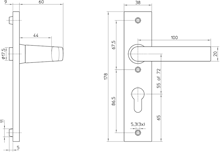 Afbeeldingen van Nemef knop/kruk garnituur linkswijzend 3251fp pc55