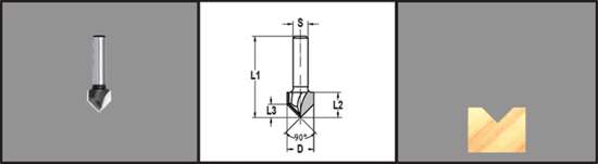 Afbeeldingen van HM v-groeffrees D13 14mm x schacht 8mm