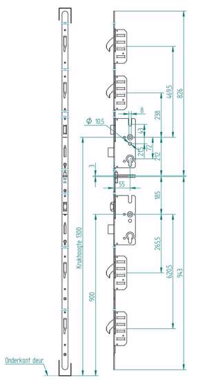 Afbeeldingen van Deurmps 6220-DUO 55/72 z/toebehoren DrR.1+3