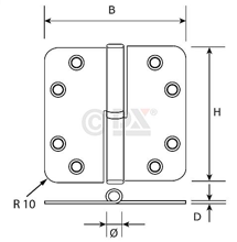 Afbeeldingen van Kogelstiftpaumelle H369-89890323 RVS ronde hoeken rechts 89 x 89 x 3mm 6930.233.8989