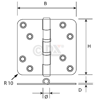 Afbeeldingen van Kogellagerscharnier H167E89892105 ronde hoeken 89 x 89 x 3mm 6710.125.8989-TD