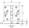 Afbeeldingen van Kogellagerscharnier H367-76763103 RVS ronde hoeken 76 x 76 x 2.4mm 6730.133.7676