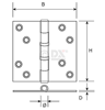 Afbeeldingen van Kogellagerscharnier H362-89893103 RVS 89 x 89 x 2.4mm 6230.133.8989