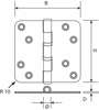 Afbeeldingen van RVS kogelscharnier 89x89x3mm