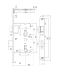 Afbeeldingen van Woningbouw badkamer/toilet slot 63/8mm, voorplaat afgerond zwart gelakt, 20x175, doorn 50mm incl. sluitplaat